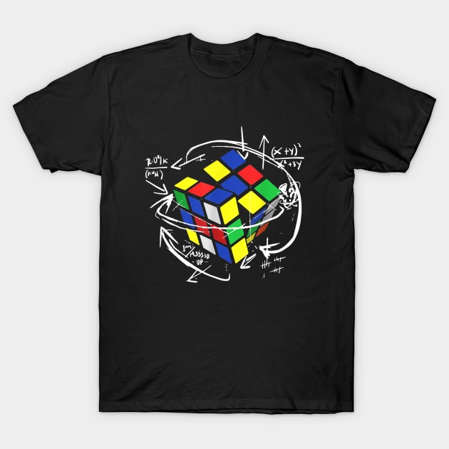 Rubik Cube Formulas Math Teacher T-Shirt by Sharilyn Bars